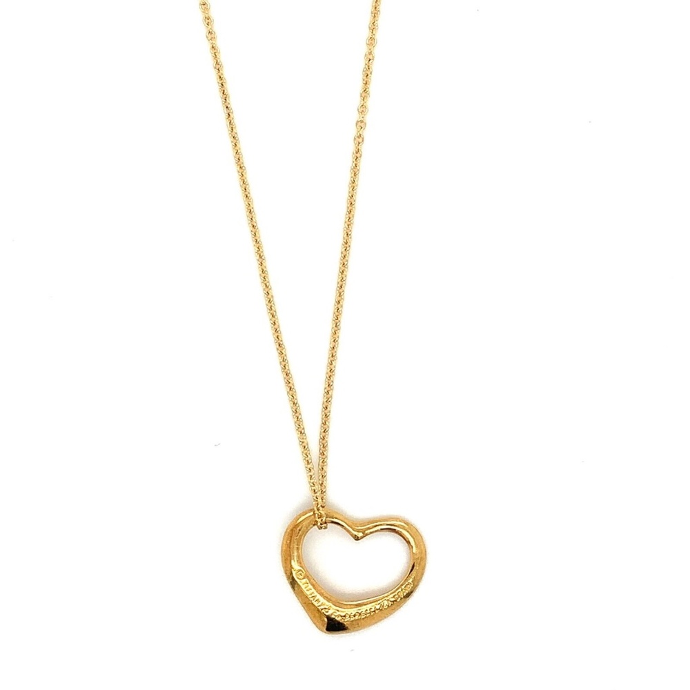 Tiffany & Co. Elsa Peretti Open Heart Pendant W/ Chain MSRP $1500